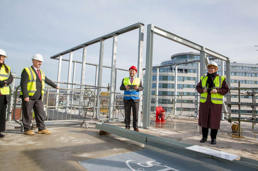 Students working on construction site