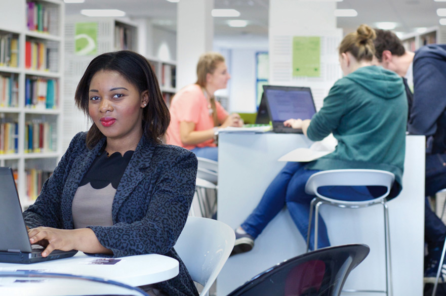Students studying in the library