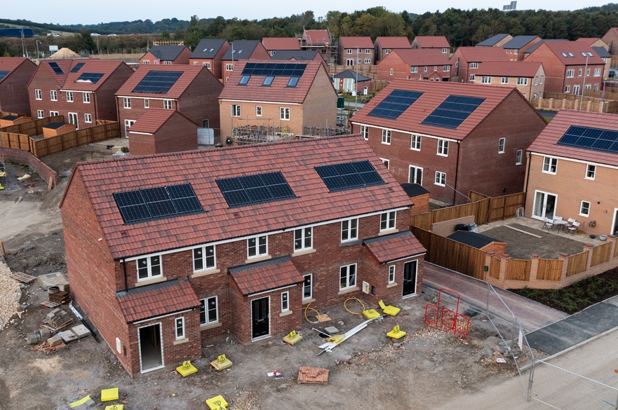 Houses being built on a construction site