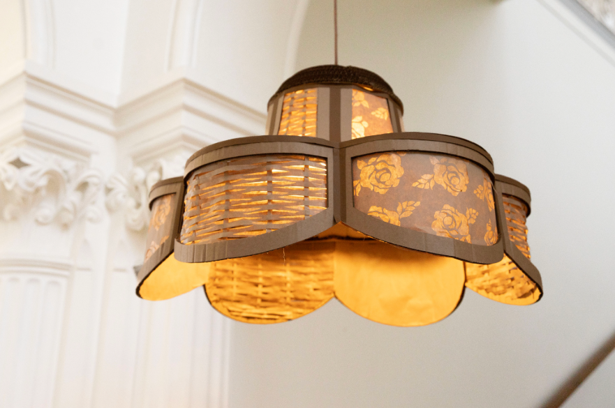 A lampshade in a Victorian style designed by a student at NTU.
