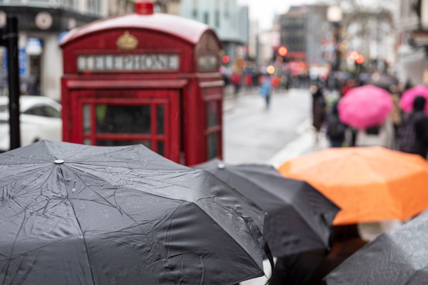 Rain and umbrellas