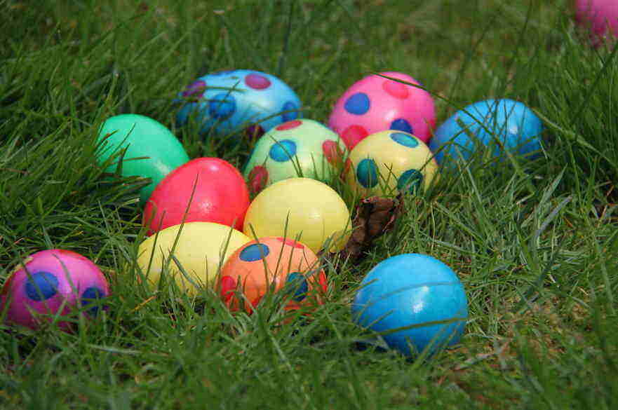 Easter eggs in grass