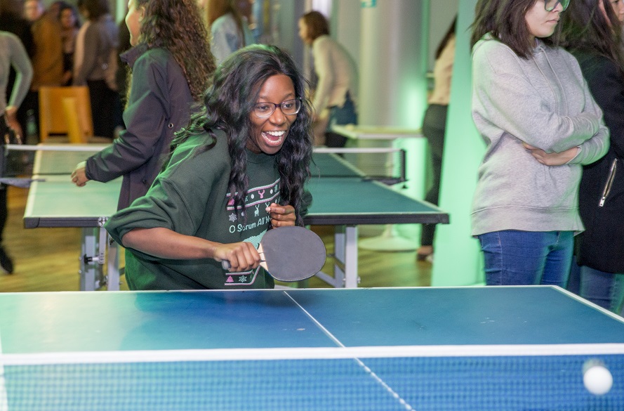 Girl playing table tennis