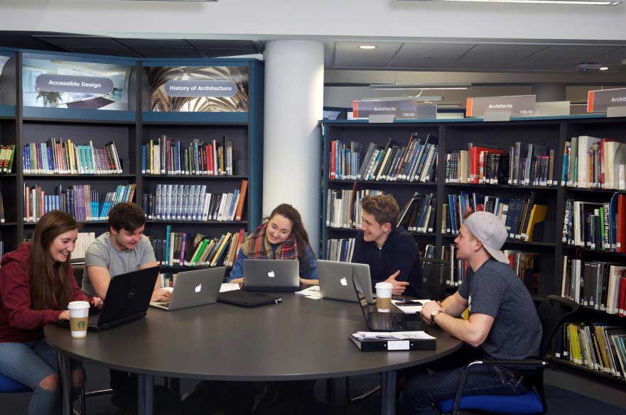 Students in library