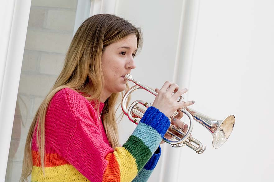 Girl playing trumpet