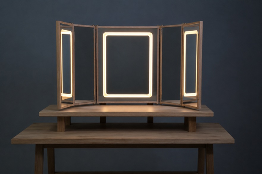 A table with a mirror.