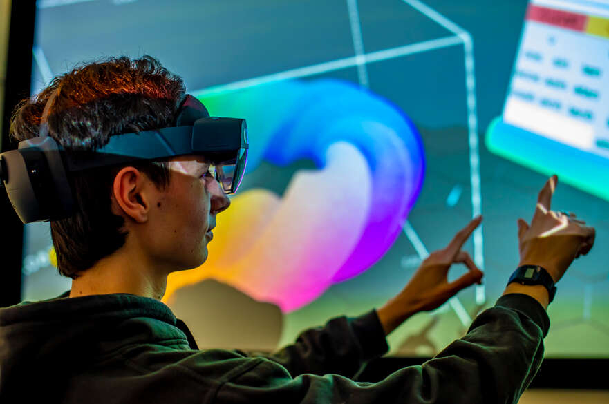 Image of student with VR headset on