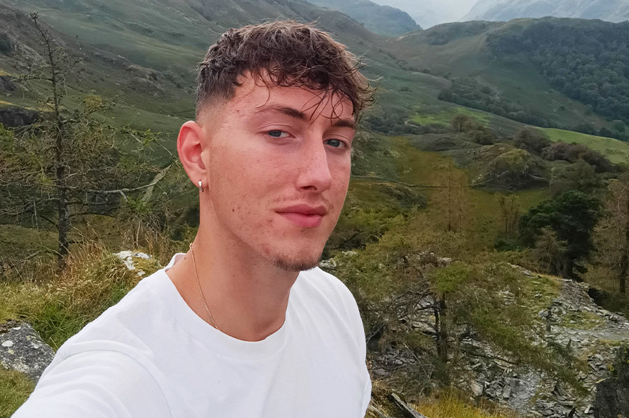 Oliver taking a selfie in the peak district