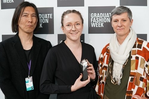 Essi Peuhkuri receiving her award at Graduate Fashion Week