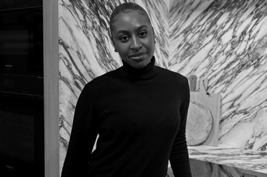 A person posed for a photograph.