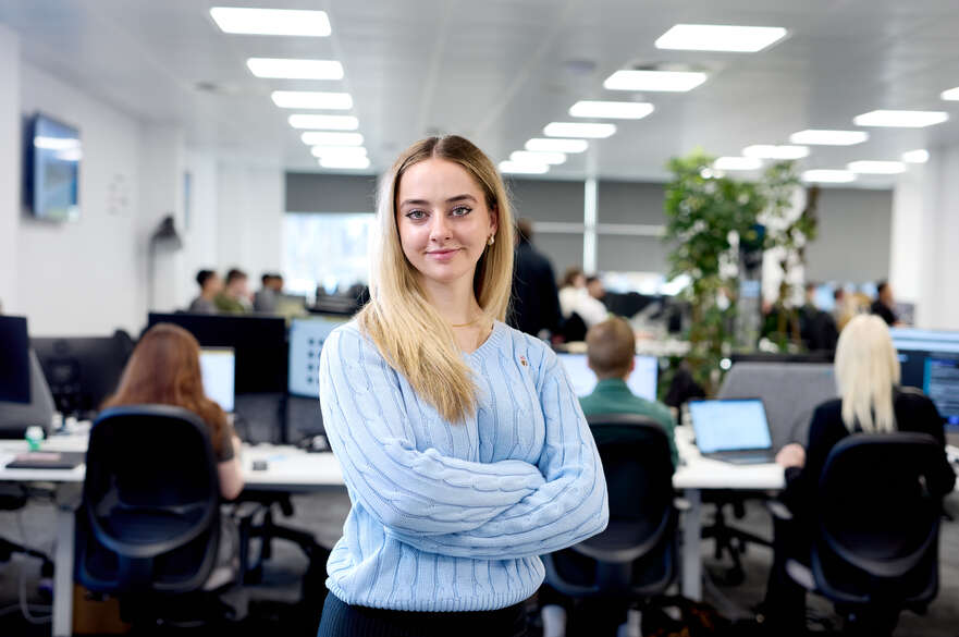 student in office