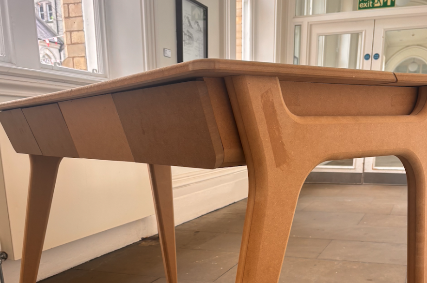A wooden desk.