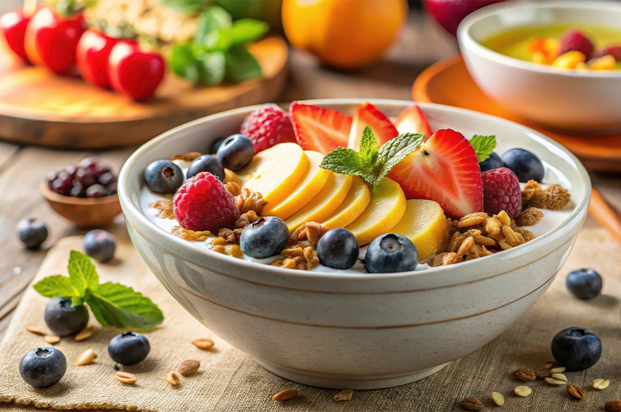 yogurt bowl with fruit toppings