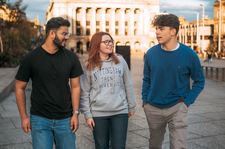 Students in the Market Square on a tour of the city