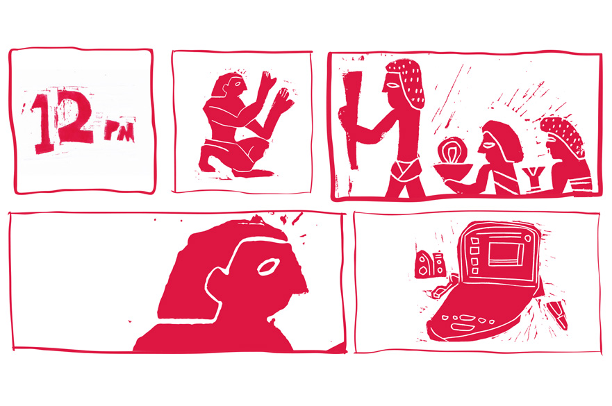 A red a white screenprint