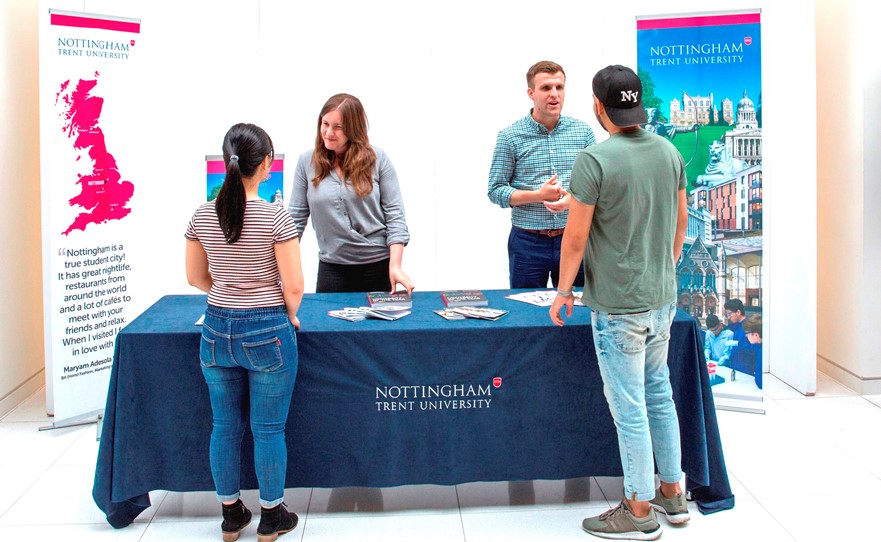 Students at an exhibition