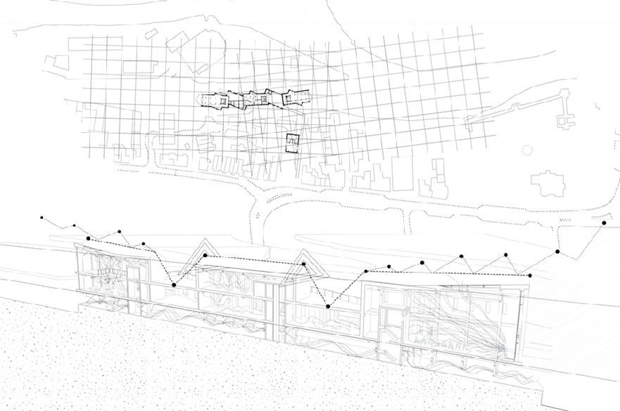 An architect's aerial plan view of a building.
