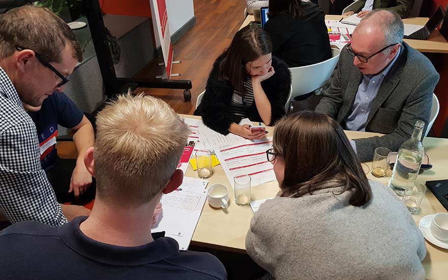 Students working with NCE at Budget 2017 event