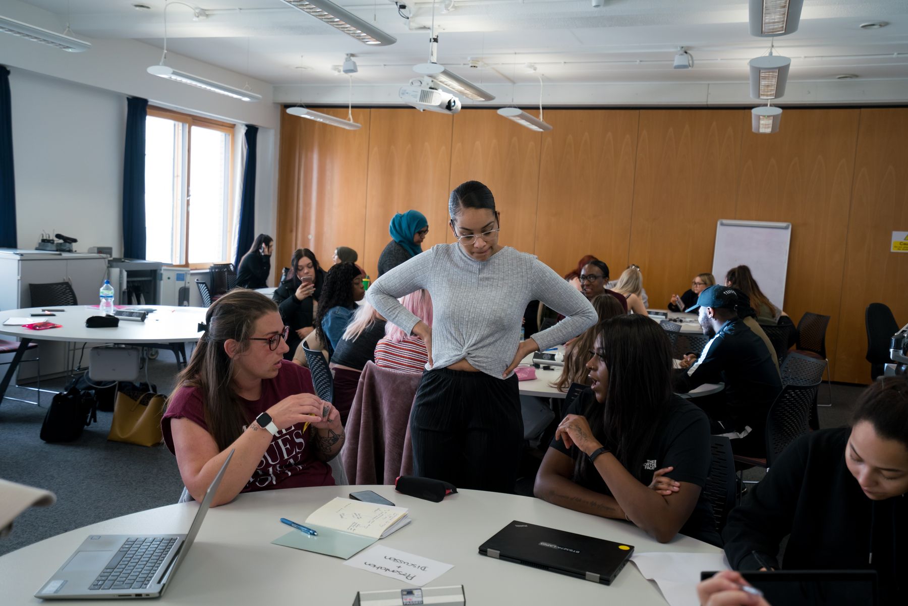 Students discussing in a SCALE-UP session