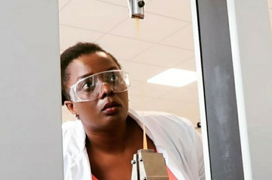 Sophia in a science lab