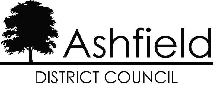 Black oak tree silhoutte with AShfield District COuncil