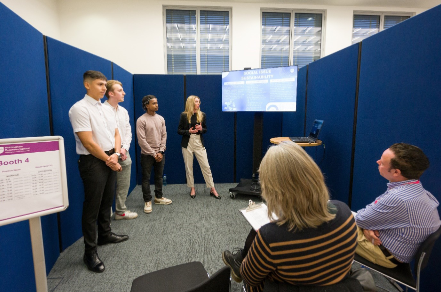 A group of students presenting
