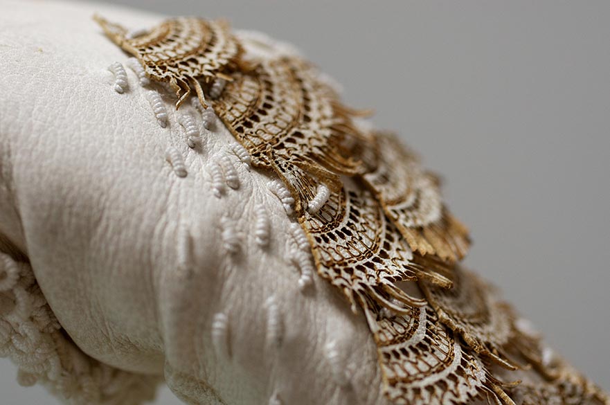 Work by Joy Butress; garment with lace details