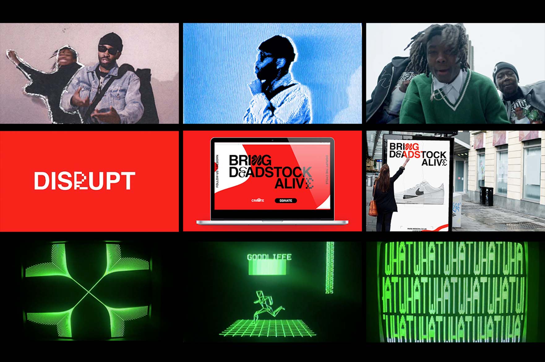 Collage of work by Motion Graphics students