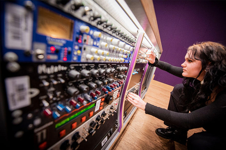 Music student in studio