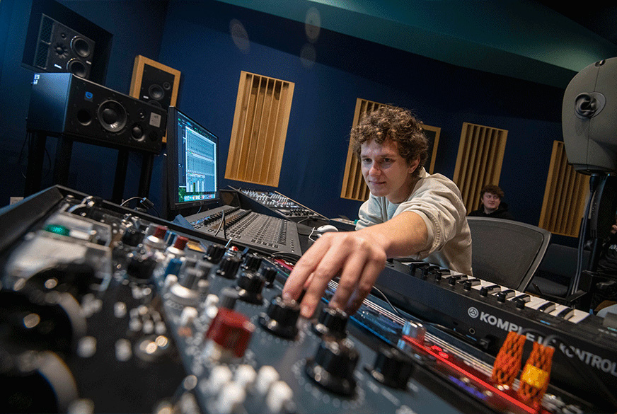 Music student in studio