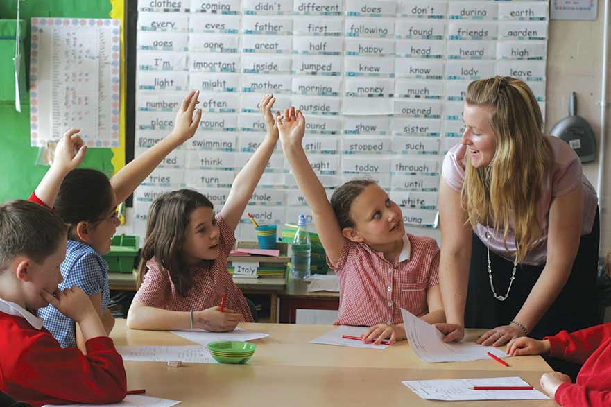 Teacher in classroom with pupils