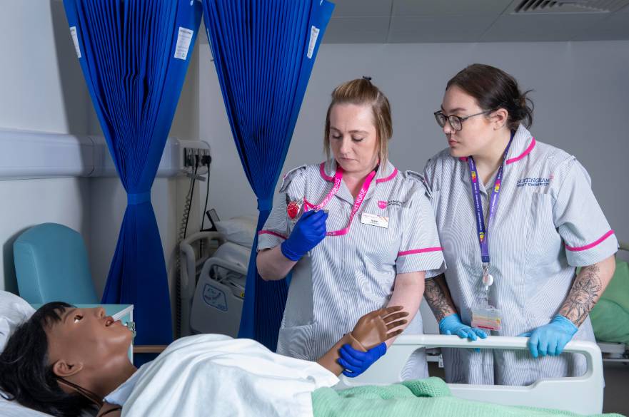 Nurses on mock hospital ward