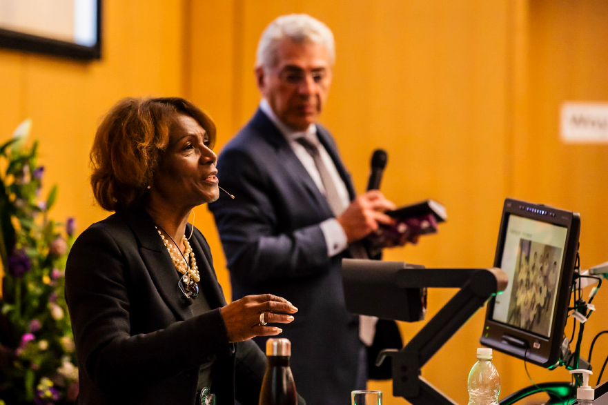 Lorna Holder speaking at the Business Leaders Lecture