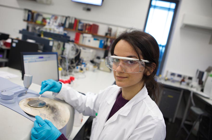 Student in science lab