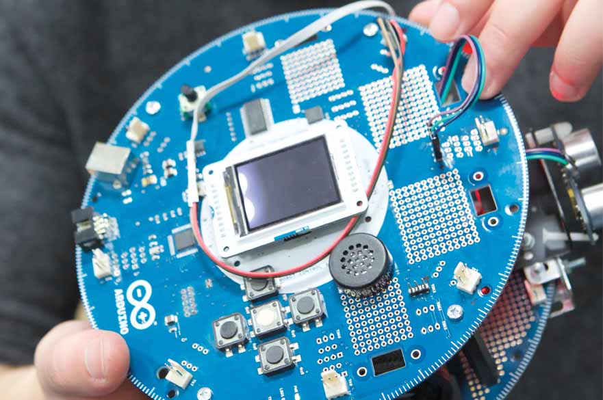 Student building robot
