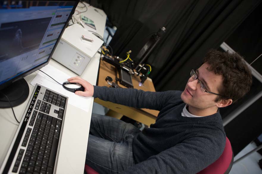 Student using laptop