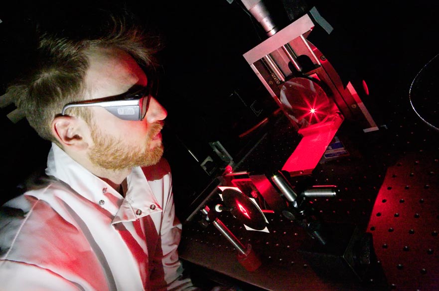 Student using scientific equipment