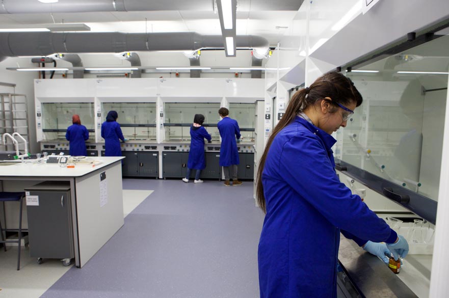Student in science lab