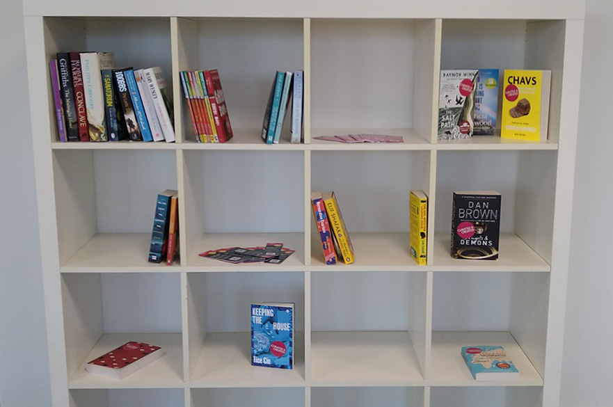 Mansfield campus book exchange bookcase.