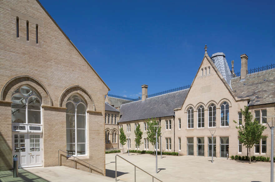 Benefactor court at NTU City Campus on the sunny day
