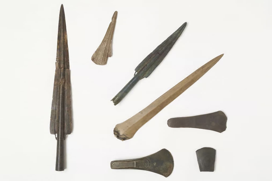 A selection of bronze age spears.