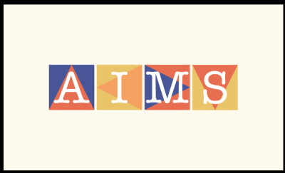 AIMS spelled out using graphic letters