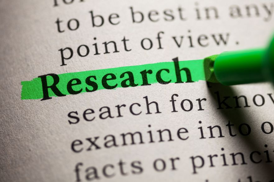 Word research highlighted in dictionary