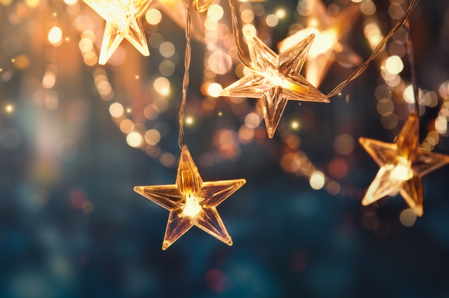 Twinkly star-shaped Christmas lights.