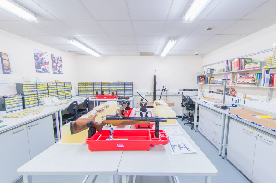 Ballistic lab with riffles and bullets