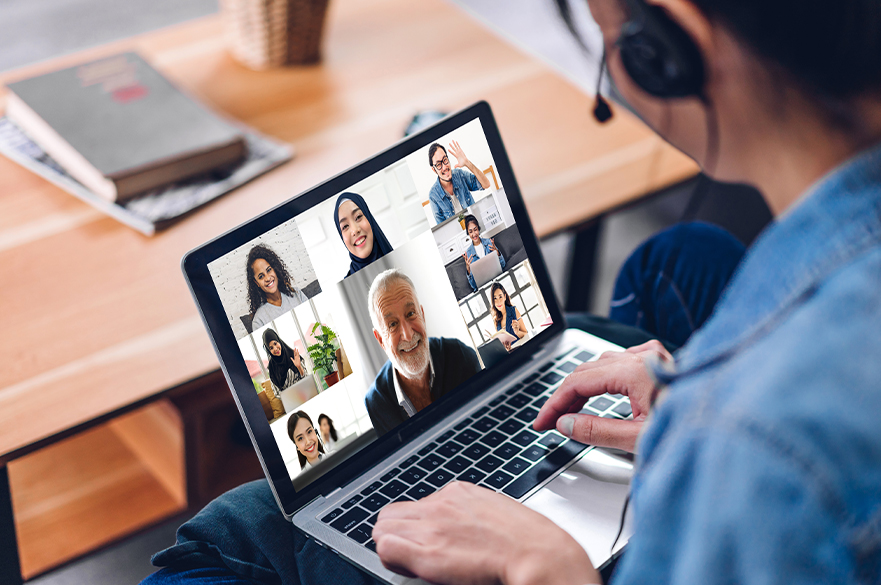 group of people having virtual meeting online