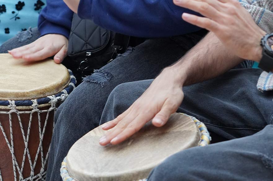 man playing drum