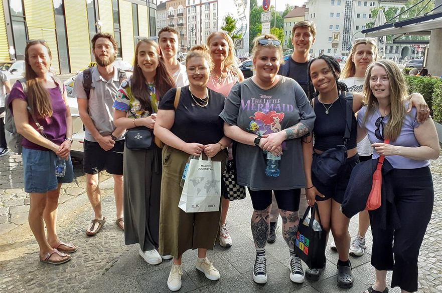 group photo of students and tutor at Potsdam for social work exchange programme
