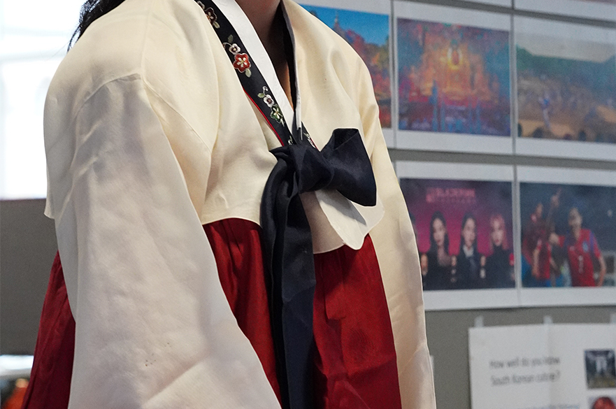 female student wearing hanbok at global week