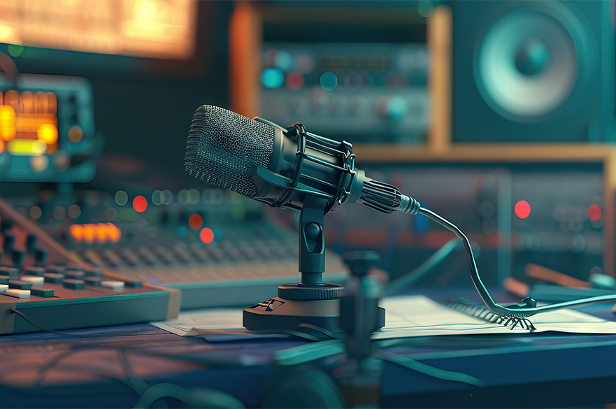 microphone in a studio setting